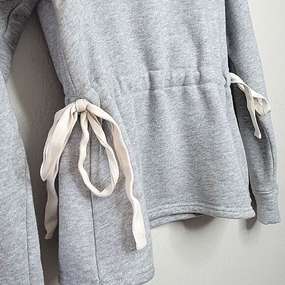 ATHLETA Gray Long Sleeve Crew Neck Sweatshirt size M Draw Waist Pullover Active - Picture 5 of 13